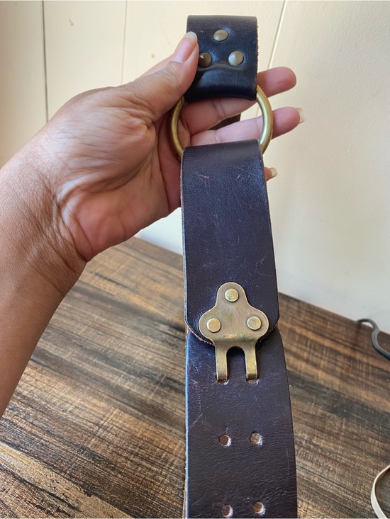 Beth Frank Accessories - Dark Brown Leather Belt with Brass Hardware